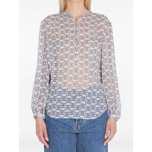Celine Women Logo Silk Blouse